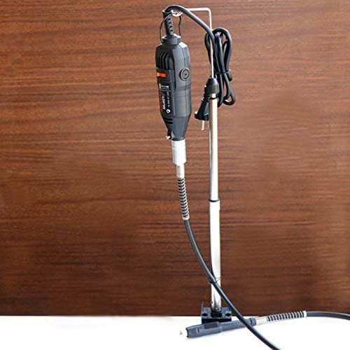 QWORK Rotary Tool Flex Shaft Hanging Stand – Telescopic Grinder Holder With Table Clamp, 360° Swivel, Height Adjustable 10-22"