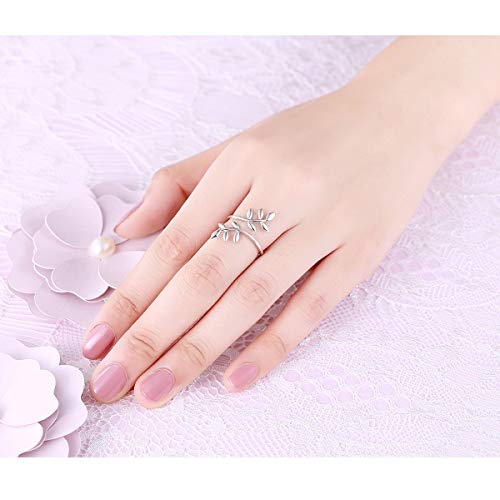 Leaf Ring For Women S925 Sterling Silver Adjustable Wrap Open Rings #TOP3
