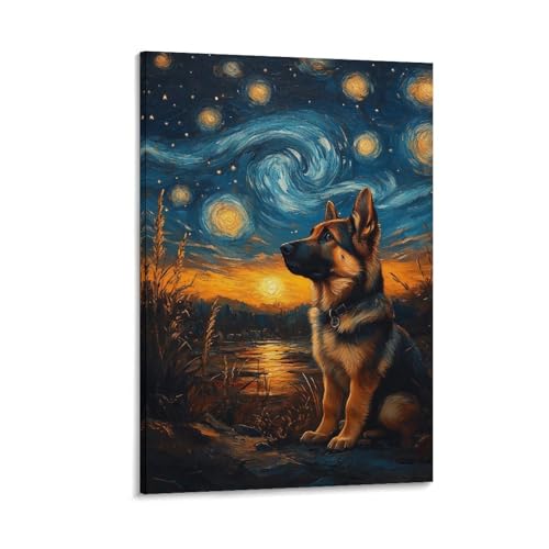 Toile de berger allemand pour décoration murale de chambre cosy