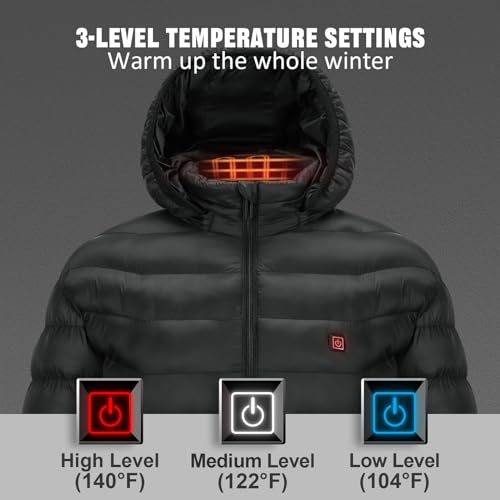 Women’s heated jacket with 2pack 10000mAh Battery Pack, QTREE Lightweight Heated Coat with 8 Areas Heating4