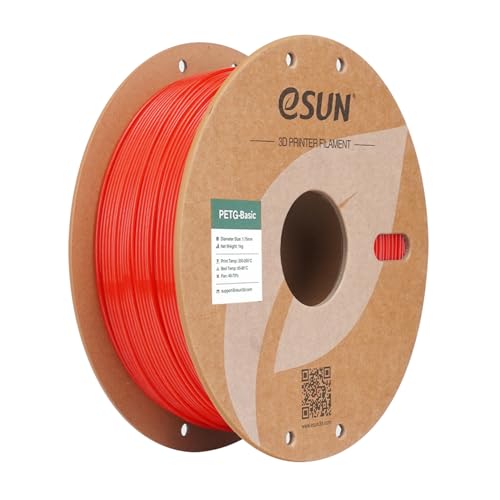 eSUN Basic PETG Filament 1.75mm High Toughness Glossy PETG 3D Printing Filament 1KG Spool (2.2 LBS) 3D Printer Filament Red