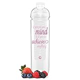 Achieve Anything Fruit Infuser Water Bottle, 27oz, BPA-Free, Motivational Quote (Pink/Clear)