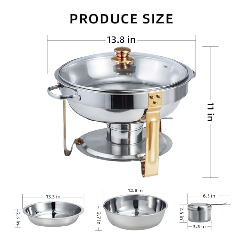 SETLUX Runde Chafers für Catering, Chafing Dishes für Buffet, Gold-Set, Chafers und Buffet-Wärmer für Partys, 4,5 l (Gold, 4 Stück) – Bild 4