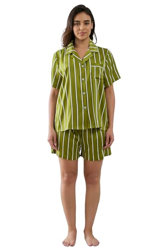 Image of YiNi LuLu Womens Silk Satin Shorts Pajamas Set Button Down 2 Piece Pjs Short Sleeve Oversized Sleepwear with Pockets