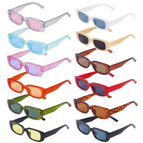 Gkhlg Pack of 12 Party Glasses Stylish Quality Material Sunglasses 90s Vintage Square Glasses for Men Women Coloured Sunglasses for Parties Beach Travel Festivals (Multicolor)