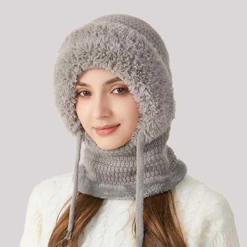 TAGVO Winter Warm Sturmhaube Damen Winddicht Balaclava Mütze Skimaske 3 in 1 Thermo-Fleece-Haube Schal Gesichtsschutz für Outdoor Radfahren, Snowboarden, Skifahren, Motorradfahren