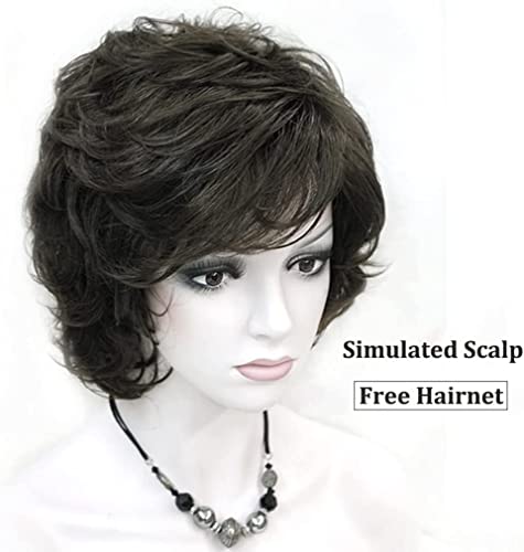 Perucas Curto Encaracolado Cabelo Humano Feminino Pixie Moda Peruca Curta Ondulada Com Franja Natura