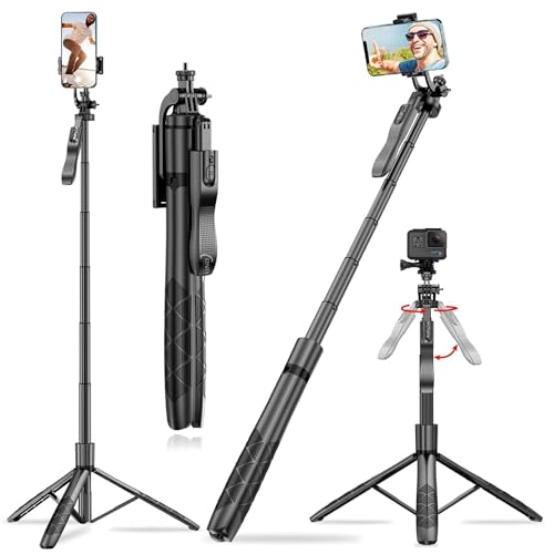 Image of EDNITA E16 Selfie Stick Tripod Upgraded 61 inch Long, Balance Handle, Hand Stabilizer,Stable Tripod for Anti Shake Shooting, 6 Section Telescopic Design Wide-Angle Photography