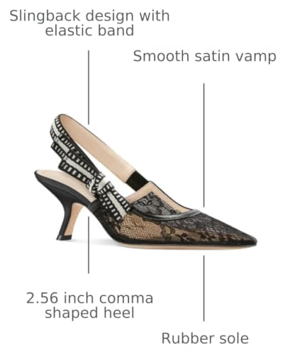 Image of Coutgo Womens Slingback Kitten Heels Closed Pointed Toe Bowknot Knitted Slip On Work Pumps Dress Shoes