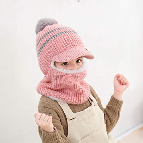 Kids Winter Hat Baby Boys Knit Hat Baby Girls Thick Scarf Earflap Hood Scarves Skull Caps 2-7 Years3