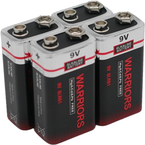 Warriors 4X 9V blockbatterie Batterie 9 Volt blockbatterie blockbatterien 9v alkalisch, Ultra High Power, Ultra Long Life, für Rauchmelder, Brandmelder, Alarmsensoren 6lr61 6F22 PP3 MN1604 (4X)