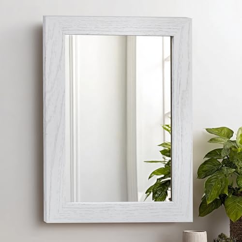 SHANN Espejo Decorativo de Pared 24X30CM con Marco Laminado Color Blanco para recibidor o Entrada de casa