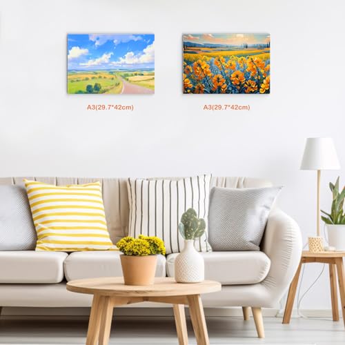 Koncci Leinwand zum Bemalen(5 Stück)-29,7 x 42 cm (A3), Baumwolle Weiße Künstler Leinwände zum Malen - Geeignet für Acryl ölfarben Anfänger Studentin Künstlerin (nicht Keilrahmen)