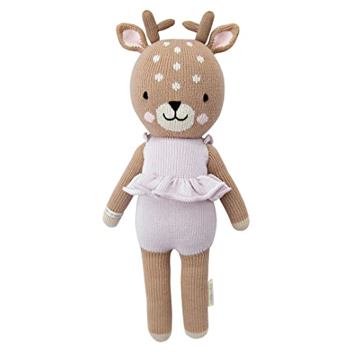 cuddle + kind Violet The Fawn Little 13' Hand-Knit Doll – 1 Doll = 10 Meals, Fair Trade, Heirloom Quality, Handcrafted in Peru, 100% Cotton Yarn