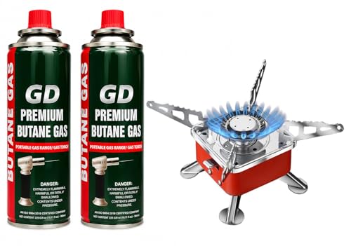 Image of Gadget Deals combo- camping stove with cylinder | camping gas stove | Cooking Gas Burners & butane gas cylinder - butane gas refill | Emergency stove | camping cylinder