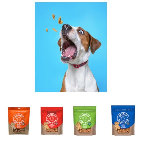 Buddy Biscuits Dog Treats Variety Pack - 6oz Softies Incluye Pollo, Tocino y Queso, Mantequilla de Maní y 5oz Grilled Beef Sin Grano - Con Juguete Cuerda para Perro miniatura 7