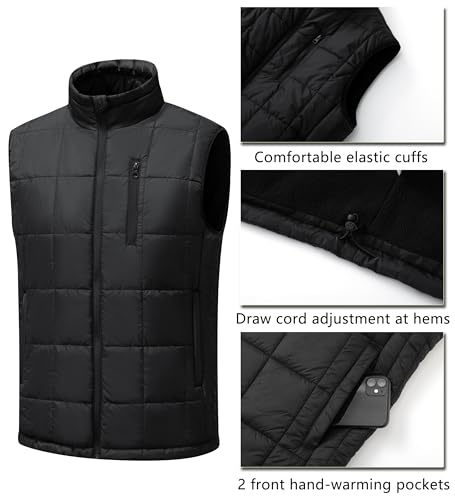 Image of Vcansion Men's Outdoor Quilted Puffer Vest Stand Collar Lightweight Down Sleeveless Jacket Padded Vest