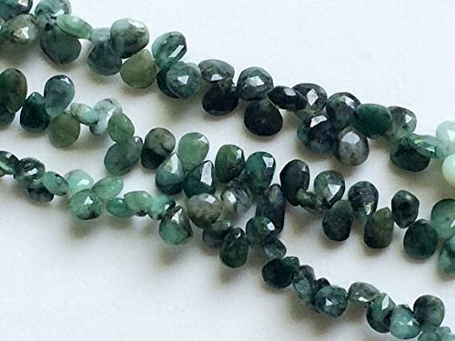 Émeraude naturelle en perles briolettes poires 6x8mm pour réparer ou sublimer vos colliers ternes