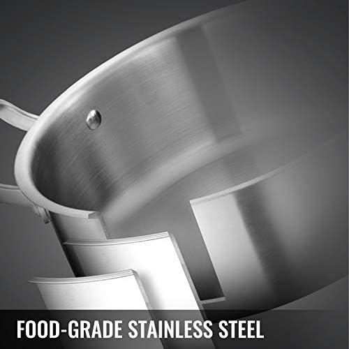 VEVOR Food Steamers Stainless Steel 5 Titer Stainless Steel Steamers for Cooking Food Steamer Pot Set Suitable for Gas Electric Grill Stove Top Ceramic Halogen Induction (5 Titer/11.8inch)