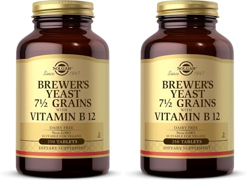 Image of Solgar Brewer's Yeast with Vitamin B12 Tablets - Pack of 500 - Rich Source of Protein, Vitamins, Minerals and acids - Healthy Nervous System - Vegan
