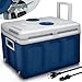 tillvex Nevera portátil eléctrica de 40 litros con Ruedas | Mini Nevera portátil de 230 V y 12 V para vehículos Coches Camping | Enfría y calienta | Modo ecológico (Azul)