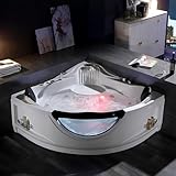 Empava Corner Whirlpool Bathtub, 2 Person Jetted Spa Tub...