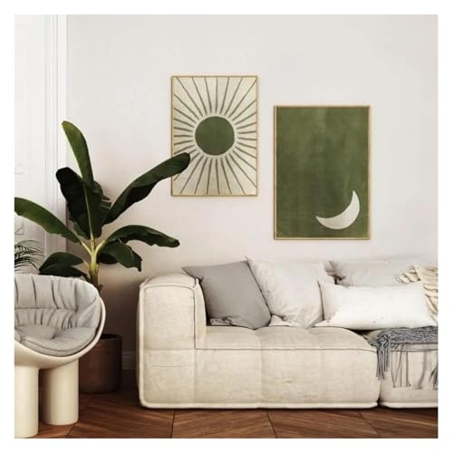 Tableau déco nature abstrait vert olive toile pour petit espace