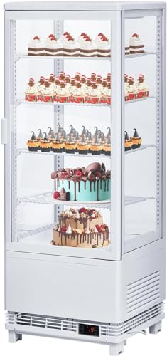 dainslef Commercial Refrigerator Display Case, 3.5 Cu. Ft. Refrigerated Pastry Display with Tempered Glass Door, Cake Fridge Countertop Pastry Display, LED Lighting, Adjustable Shelves, White