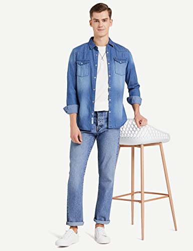 Image of Amazon Brand - INKAST Men Slim Fit Denim Shirt