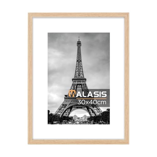 Walasis Bilderrahmen 30x40 mit Passepartout Holz: 40x30 Foto Rahmen für Poster Collage - Holzrahmen mit Acrylglas