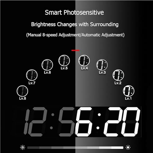 Orologio digitale da parete a LED, modalità fitness, cronometro, conto alla rovescia, sveglia, visualizzazione della temperatura, funzione di memoria di spegnimento per riunioni ed esami