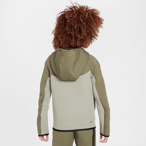 Nike Sportswear Tech Fleece Big Kids' Full-Zip Hoodie (HV5867-320, Light Army/Medium Olive/Black/Black)2