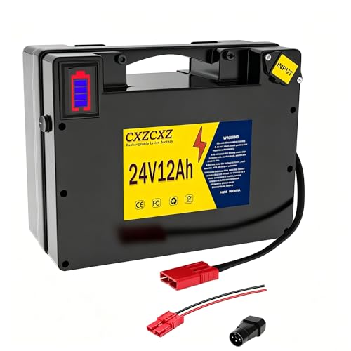 CXZCXZ 24V12AH Lithium Battery for Wheelchair, Better Than Lead-Acid Batteries,30A BMS for 100W 250W 300W 500W Wheelchairs,Battery with Level Disply Screen and Adapter,Pluge (24V12AH)