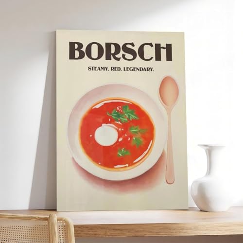 Poster rétro sur toile cuisine Borsch Café déco salon 40x60 cm