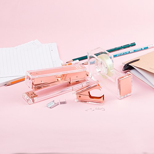 Draymond Story Rose Gold Acrylic Stationery Bundle 1)Stapler 1)Tape Dispenser 1)Staple Remover (Thank You Gifts Doctor) - Thumbnail 5