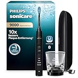 Philips Sonicare DiamondClean 9000 elektrische Zahnbürste, Schallzahnbürste mit App, Drucksensor, 4 Putzmodi, 3 Intensitätsstufen, Ladeglas und USB Reiseetui, Schwarz, Modell HX9911/09