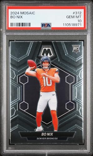 Graded 2024 Panini Mosaic Bo Nix #312 Rookie RC Football Card PSA...