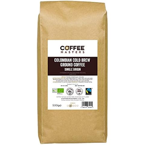 Coffee Masters Colombian Cold Brew Ground Coffee 500g - Fairtrade Single Origin 100% Arabica Coffee - Specifically Light Roasted Ground Coffee for Cold Brewing Cover