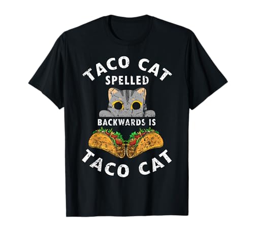 Taco Cat Backwards Pun Funny Cat and Taco Humor Design T-Shirt