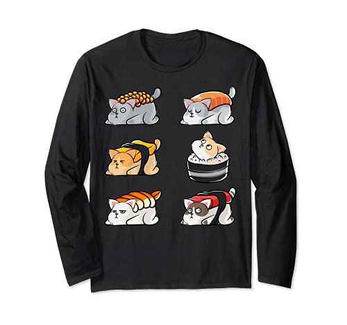 Sushi Rolls Cats Funny Japanese Sushi Foodie Sushi Animals Maglia a Manica