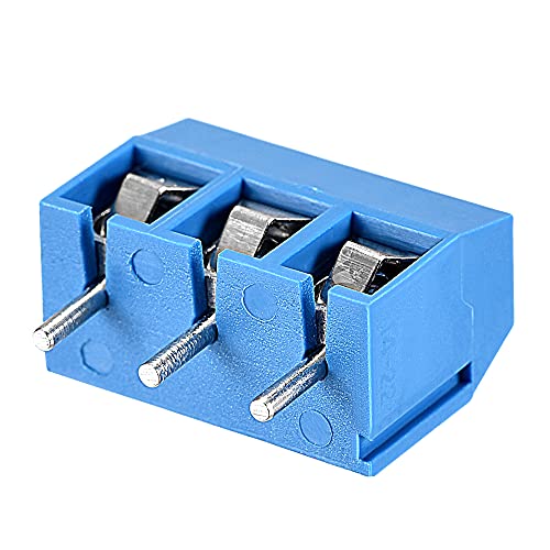 MECCANIXITY PCB Screw Terminal AC300V 15A 3P 5mm Pitch for Prototype Board Blue Pack of 30