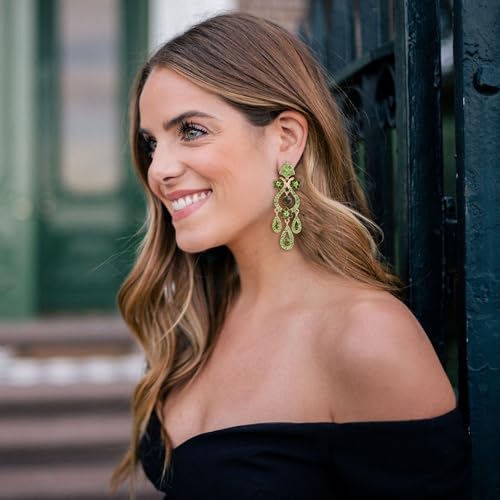 EVER FAITH Austrian Crystal Bridal Flower Vase Chandelier Dangle Earrings-3.1 inch Long2