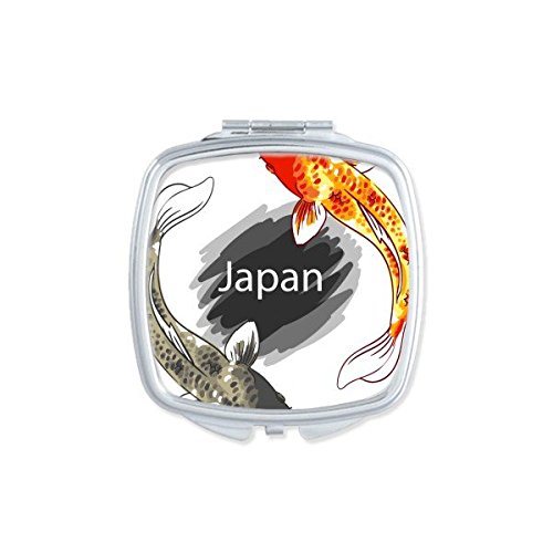DIYthinker Decorados A Mano Japón Cultura Blanco Rojo Negro Carpa Tótem del Arte del Modelo De La Ilustración De La Plaza Maquillaje Compacto Espejo De Bolsillo Portátil Pequeño Linda Mano Espejos