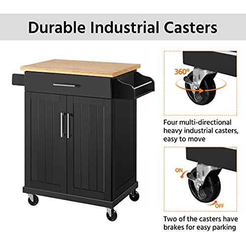 Yaheetech Kitchen Island With Drawer And Storage Cabinet, Kitchen Cart With Double Doors And Spice Rack Towel Bar For Dining Room, Black #TOP6