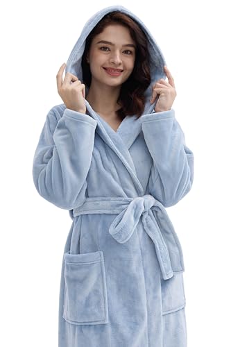 Amorbella Premium Plush Robe for Women Long Fluffy Fleece Robe Winter Warm Bathrobe with Pockets3