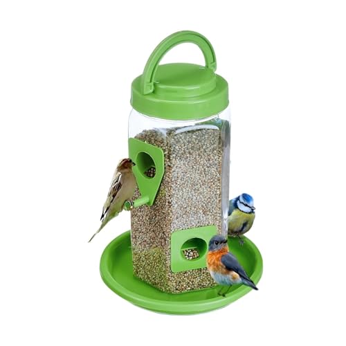 Image of QONETIC Bird Feeder Tower | Hanging for Balcony, Window, Garden | Outdoor Plastic Bird Food Feeder | 900g Seed Container for Sparrows, Finches, Budgies (Bird Feeder, 1)