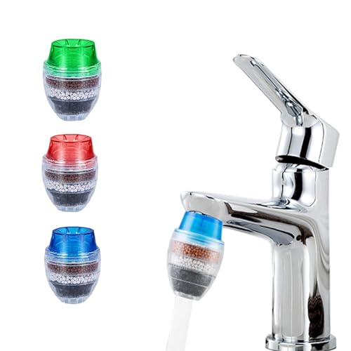 3 Packs Faucet Water Filters, Purifier Kitchen Tap Filtration Activated Carbon Removes Chlorine Fluoride Heavy Metals Hard Water for Home Kitchen Bathroom(Faucet Outlet Dia. 16-19mm)