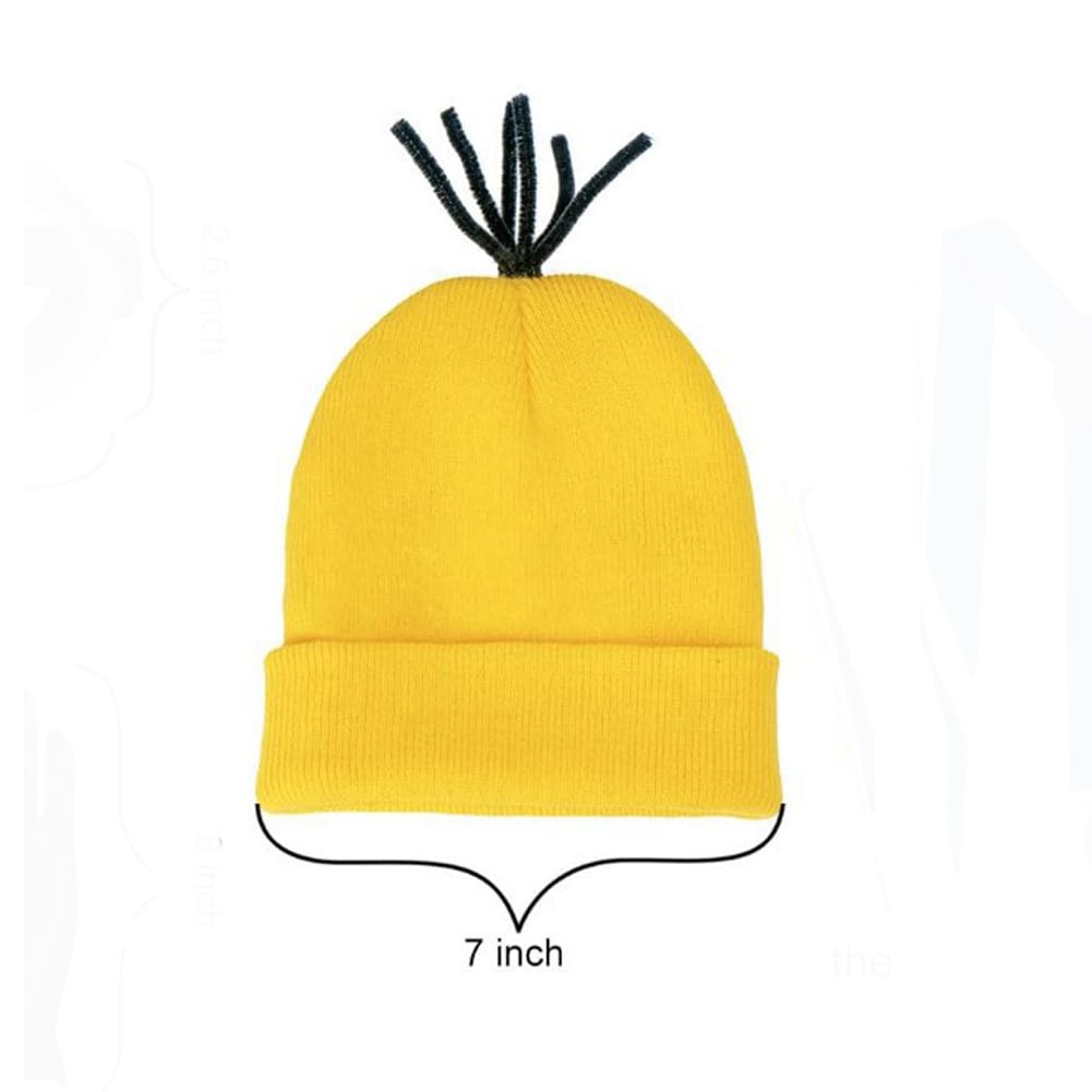 IDOTTA 5Pcs Yellow Halloween Costume Accessories Set for Adult Women Goggles Glasses Yellow Beanie Hats Gloves Buttons Suspenders Cosplay Party Set - Image 2