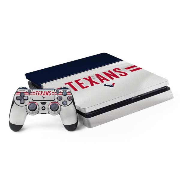 Skinit Decal Gaming Skin Compatible with PS4 Slim Bundle - Officially Licensed NFL Houston Texans White Striped Design