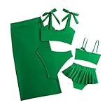 Family Matching Swimwear Fashion Print Beachwear Mother Daughter Swimsuits Father Son Swim Trunks Bathing Suit (Girl, Green E, 5-6 Years)